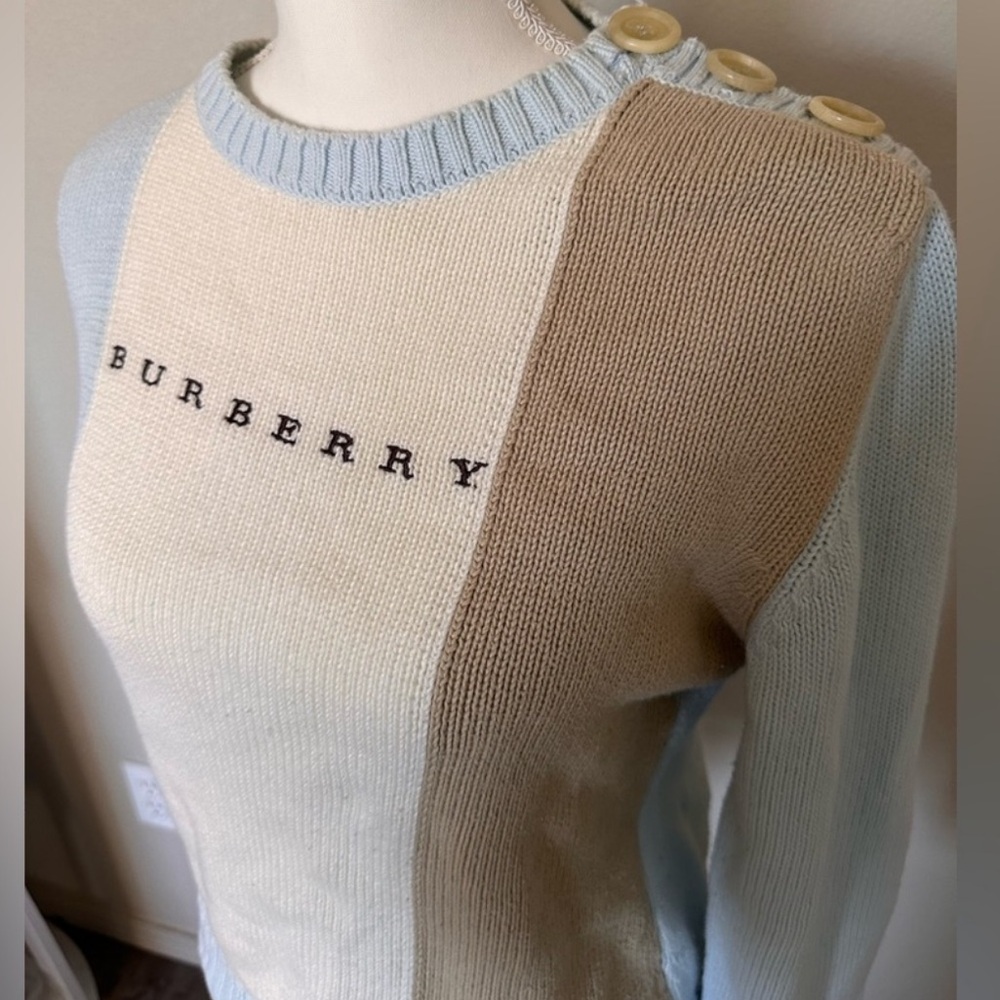 BURBERRY LONDON Colorblock Logo Knit Sweater $1,200MSRP - Picture 4 of 14